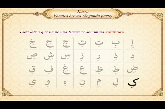 Lecciones de lectura del árabe y Corán (5) – Vocales breves II, Kasra